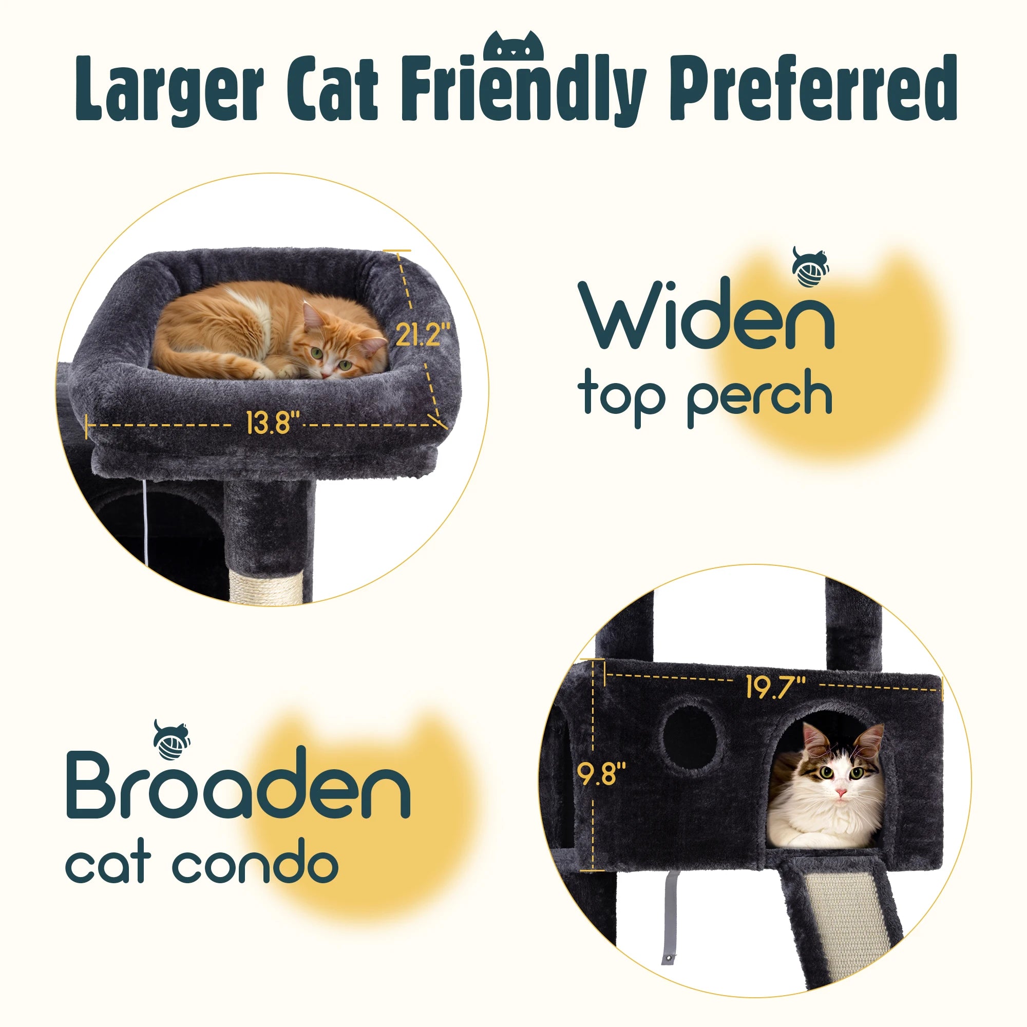 65in Multi-Level Large Cat Tree Tower/Cozy Plush Cat Perche.