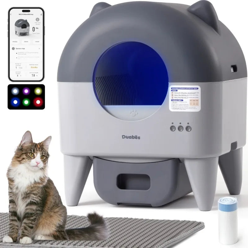 Automatic Cat Litter Box Extra Large Self Cleaning Litter Box with APP Control.