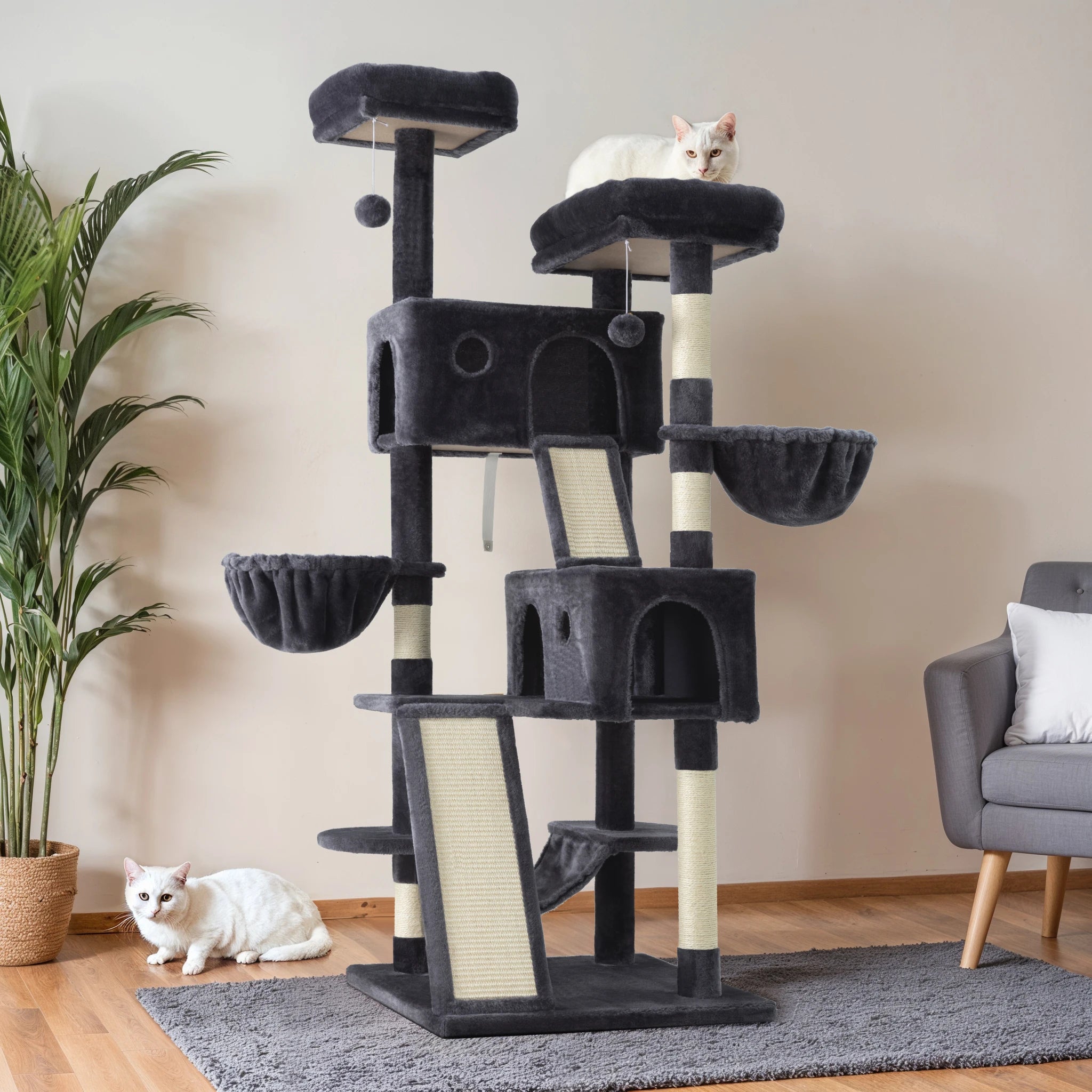 65in Multi-Level Large Cat Tree Tower/Cozy Plush Cat Perche.