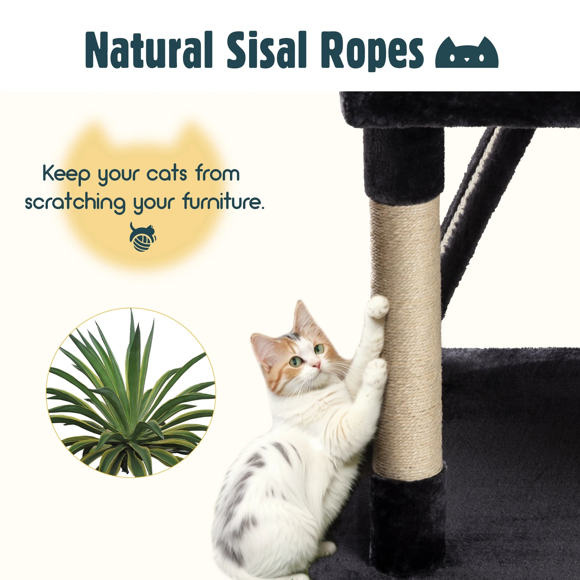 65in Multi-Level Large Cat Tree Tower/Cozy Plush Cat Perche.