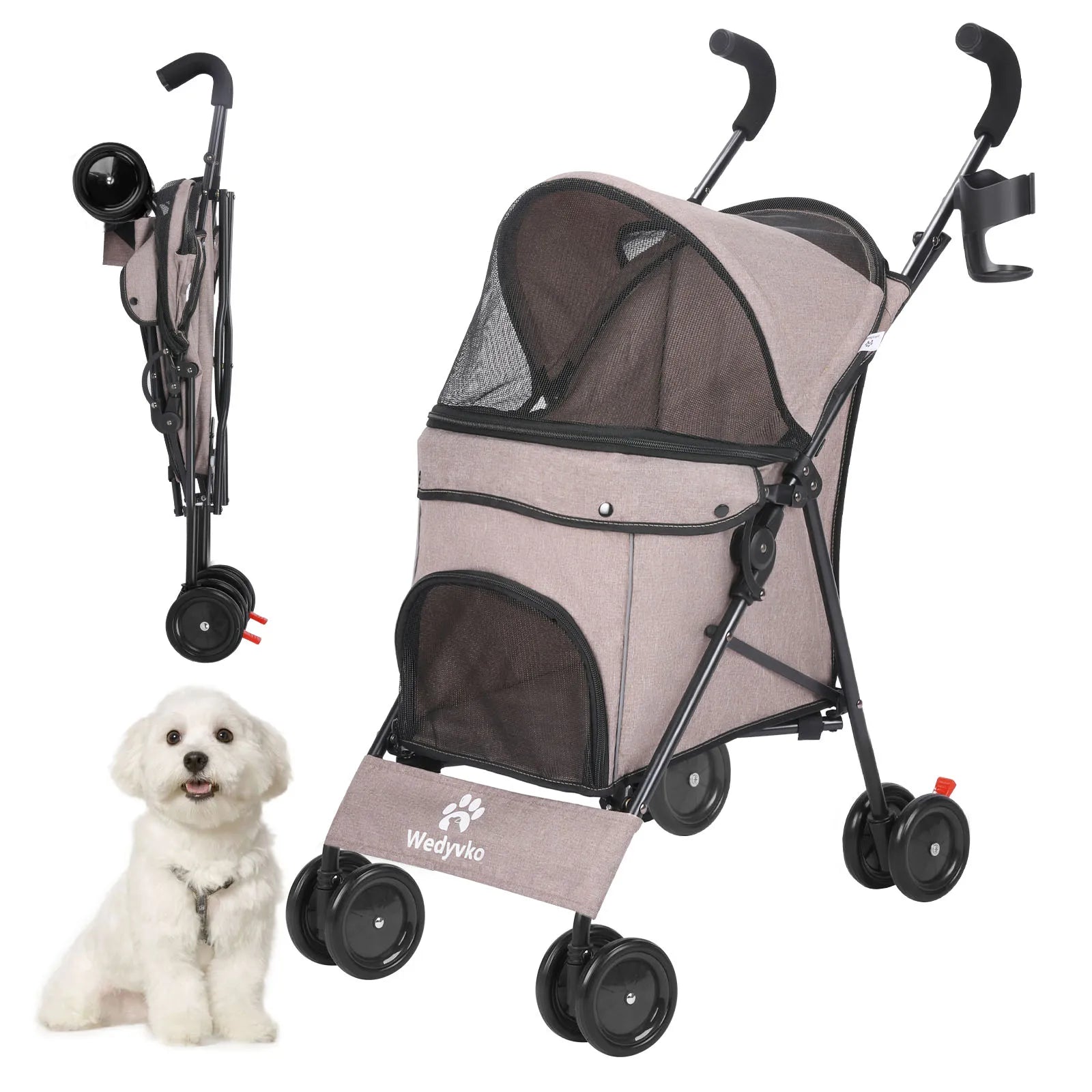Pet Dog and Puppy Stroller Rotate with Brakes Storage for Dogs Cats