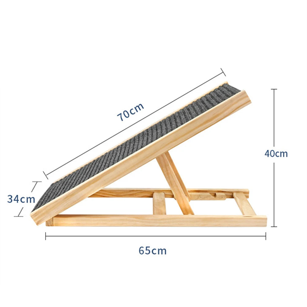 Pet Dog Ramp Ladder Natural Pine Wooden.