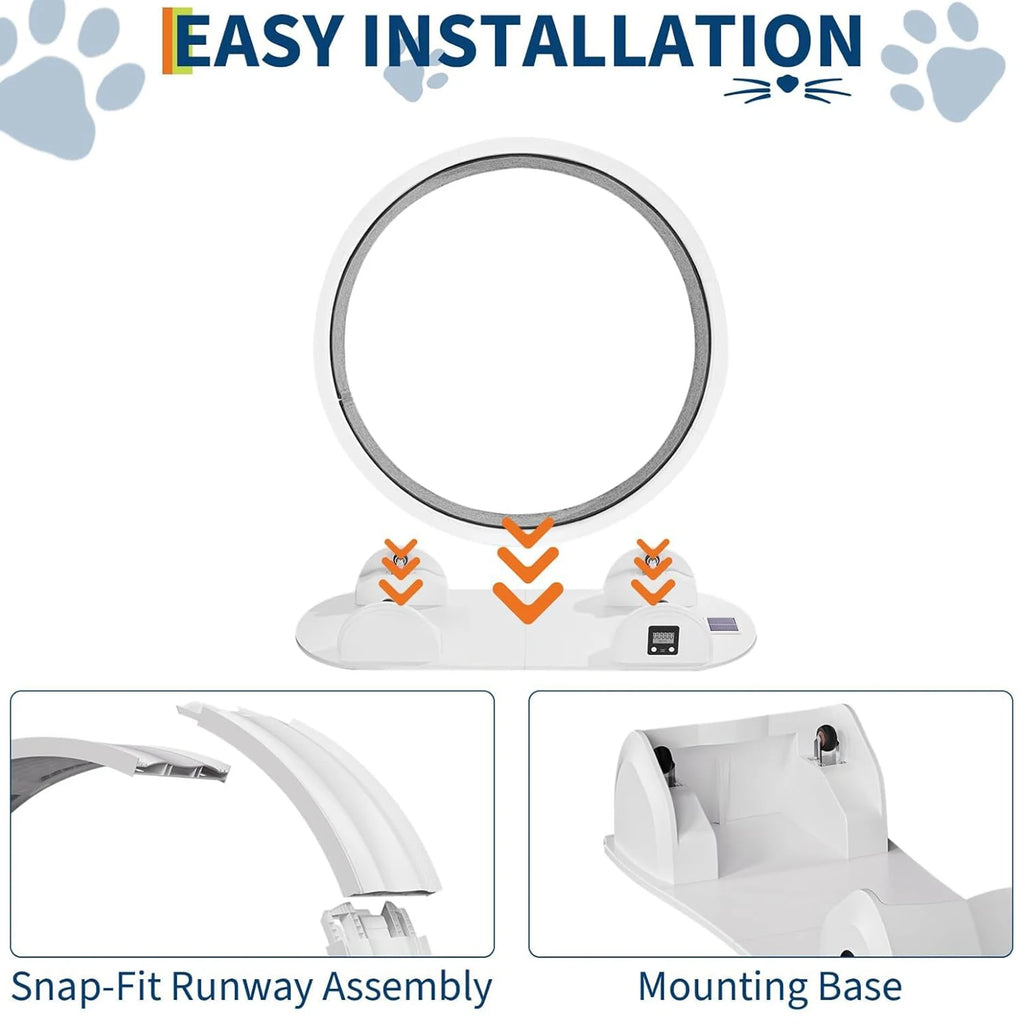 Cat Exercise Wheel for Indoor Cats, Quiet Cats Treadmill with Pedometer, Small Animal Running Wheels