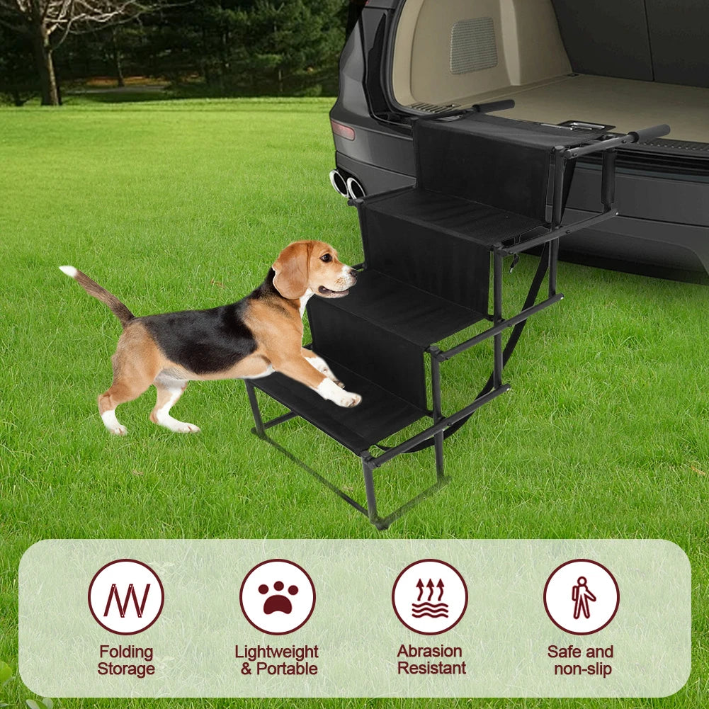 4 Steps Pet Ramp Foldable Dog Pet Ramp with Nonslip Surface Pet Ladder.