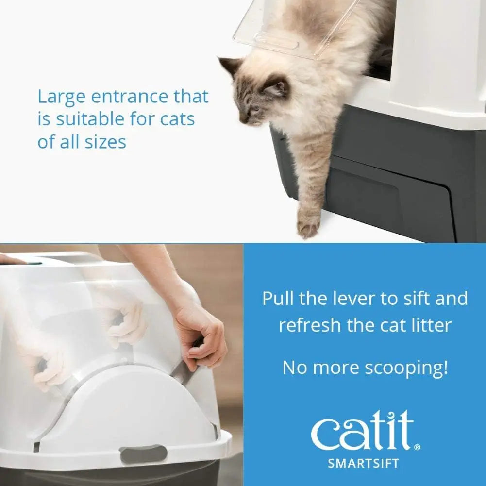 Automatic Sifting Cat Litter Box with Odor Control and Privacy Hood for All Cat Sizes
