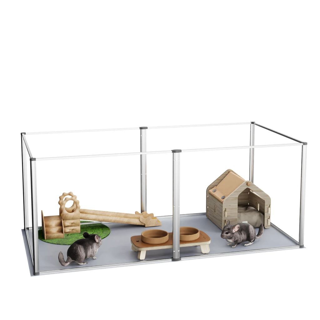 6 Panels Acrylic Pet Dog Playpen for Indoor with Waterproof Pad.