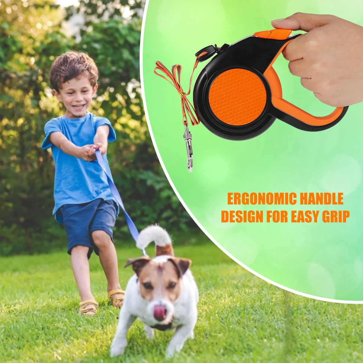 8M Retractable Dog Lead Heavy Duty Pet Walking Leash with Strong Reflective Tape