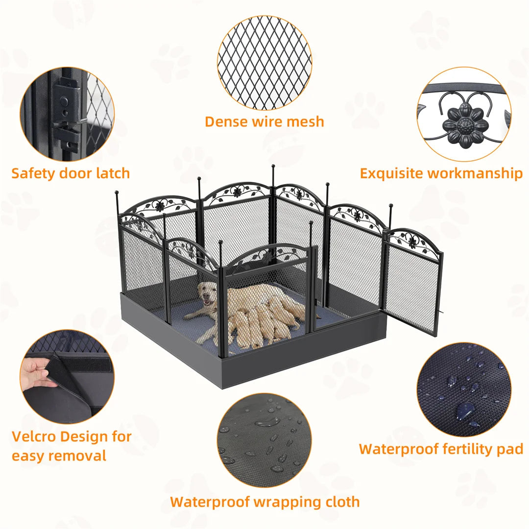 8 Panels DIY Heavy Duty Dog Playpen Pen Outdoor Indoor Dog Puppy Metal Fence