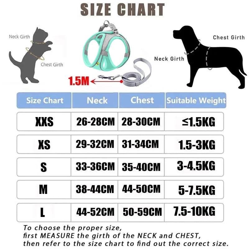 Dog Harness Vest Chest Cat Collars Rope Small Dogs Reflective.