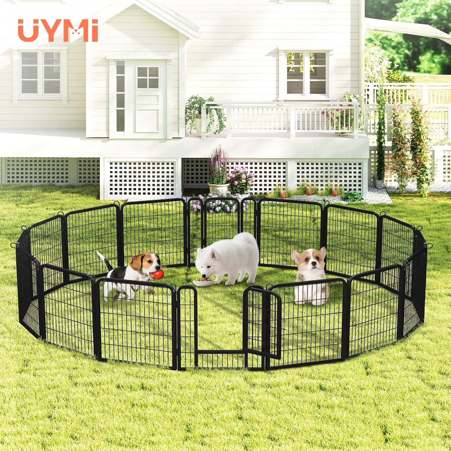 Heavy-Duty Metal Puppy Playpen – 24"/32"/40" Options, 8/16 Panels.