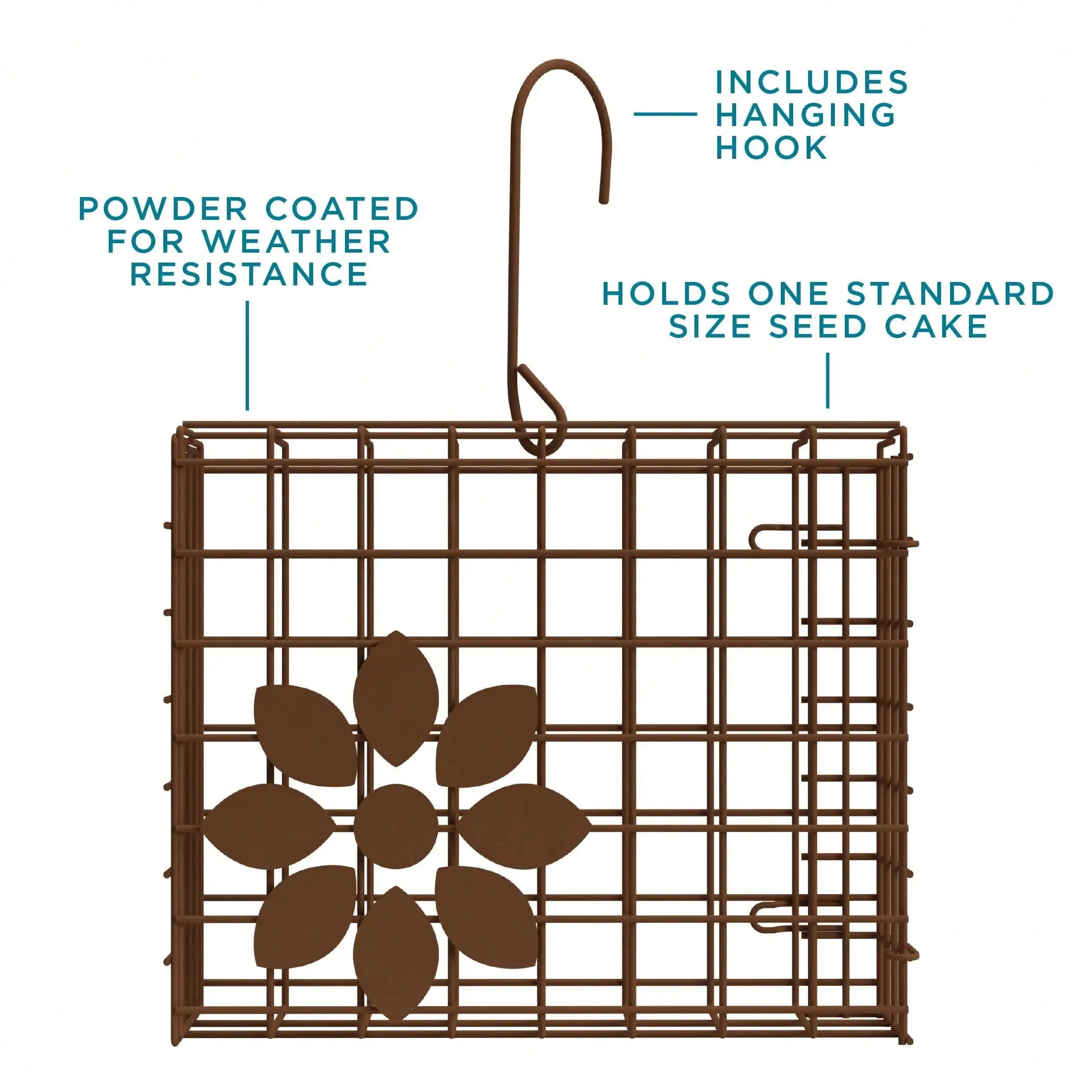 (Pack of 2) 7" Seed Cake Basket Bird Feeder, Antique Bronze.