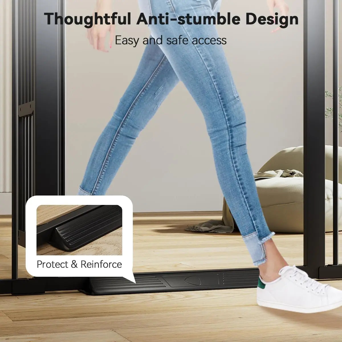 55.1" Tall Adjustable Cat Gate with Pet Door, Pressure Mounted for Stairs and Doorways