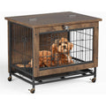 Rustic Dog Crate Furniture with Wheels 26in Small Heavy Duty Metal and Wood.