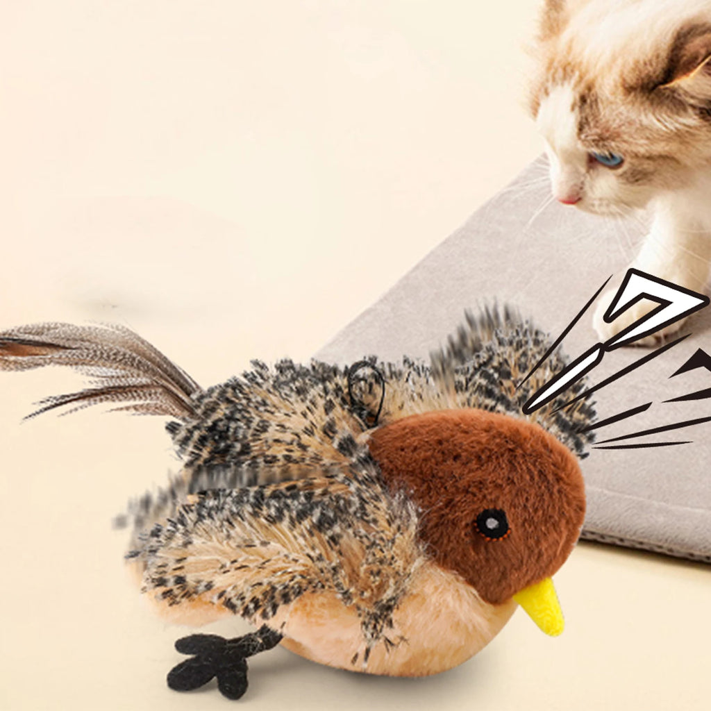 Remote Control Simulated Chirping Bird Toy Plush Chirping Cat Toy