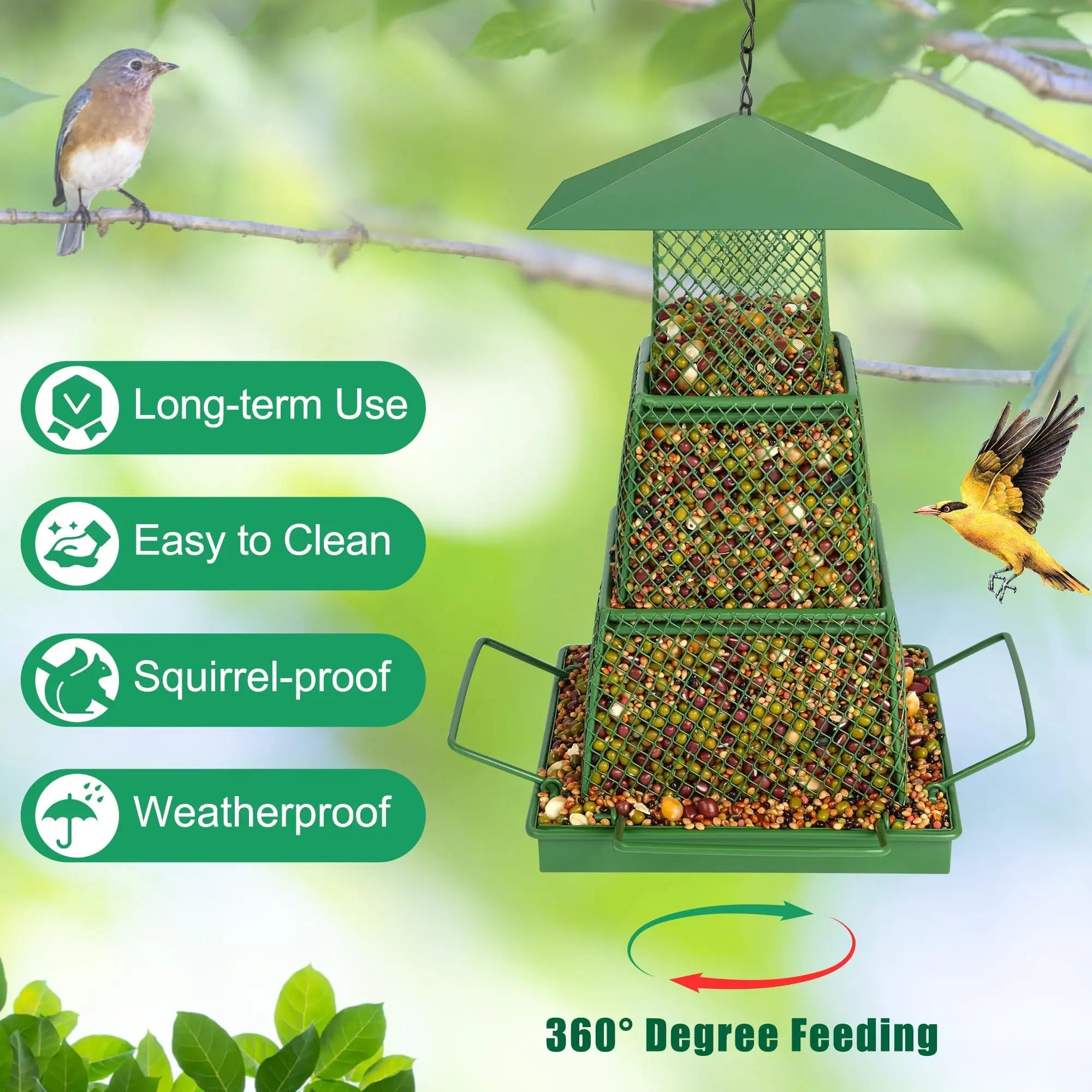 "Seed-Saving" Heavy-Duty Outdoor Bird Feeder - Squirrel Proof.