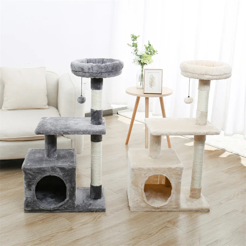 Cat Tower Cat Condo with Sisal Covered Scratching Post for Kittens and Small Cats