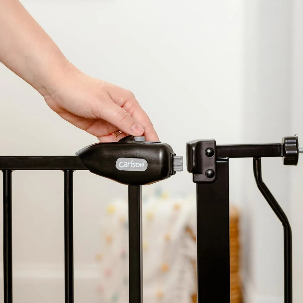 Extra Wide Walk-Through Pet Gate with Small Pet Door, Adjustable 29-36.5", Includes Mount Kits, Black