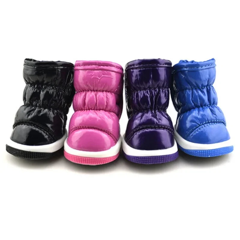 4pcs/set Pet Dog Winter Rain Shoes Waterproof Dogs Warm Snow Boots.