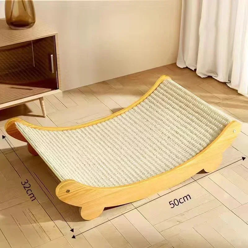 Wooden Cat Scratching Pad with Detachable Bed Multifunctional Cat Scratcher Board.