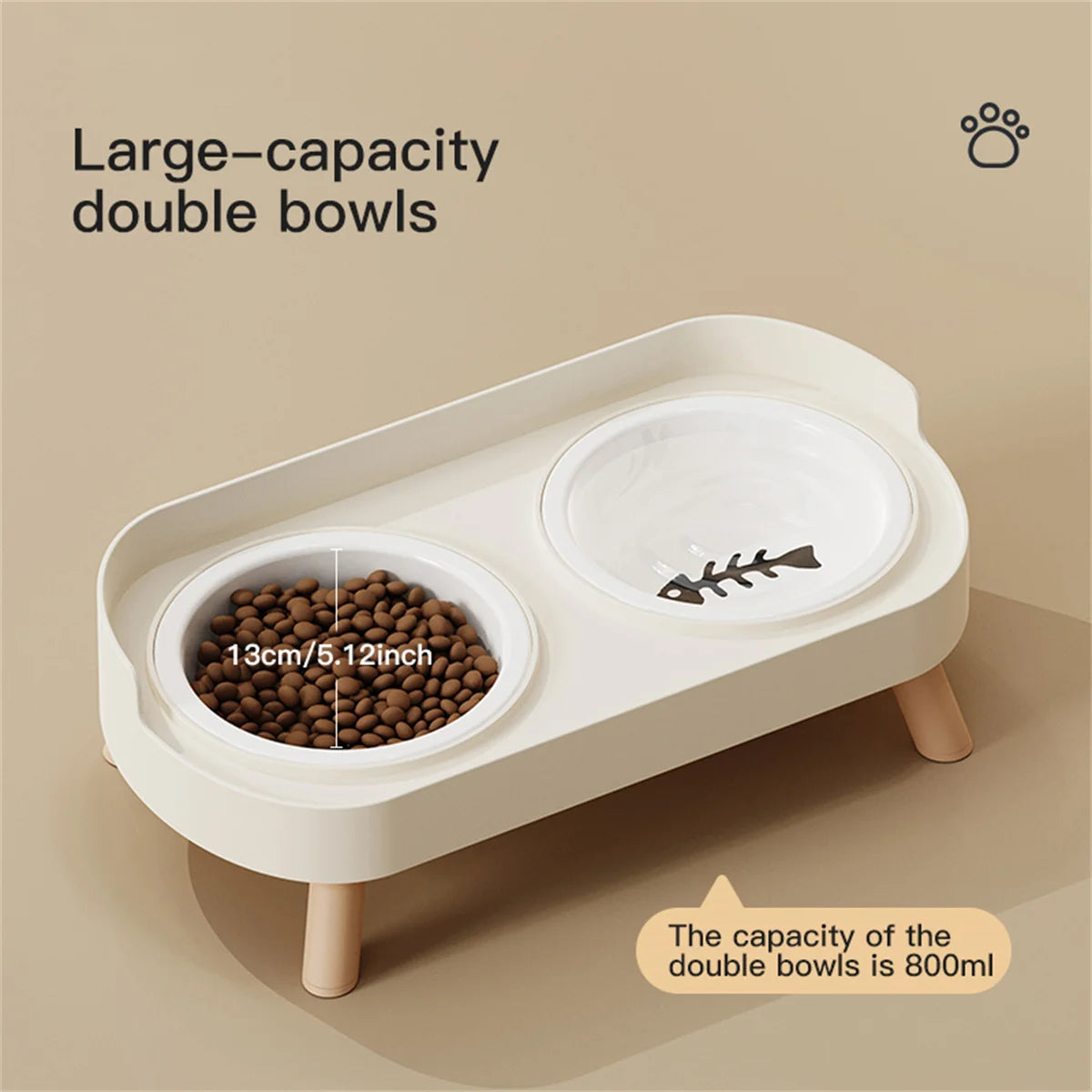 Pet cat double bowl feeder, adjustable height cat and dog water dispenser.