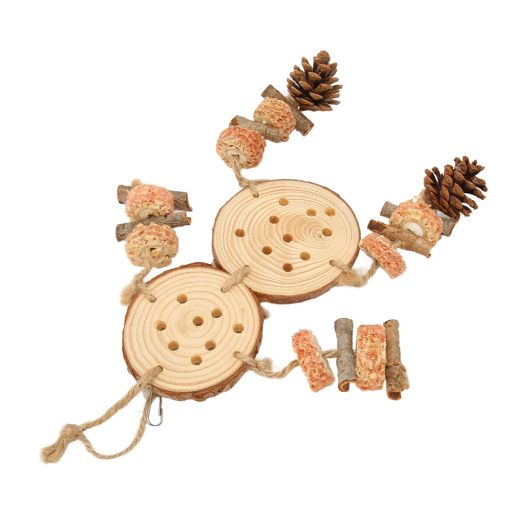 Bird Chewing Toys Puzzle Wooden Corks Logs Pine Cones Corn Cobs.