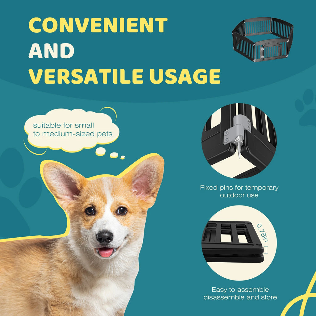 Plastic Dog Playpen 6 Panel 24IN Expandable Durable Pet Fence for Medium Dogs.
