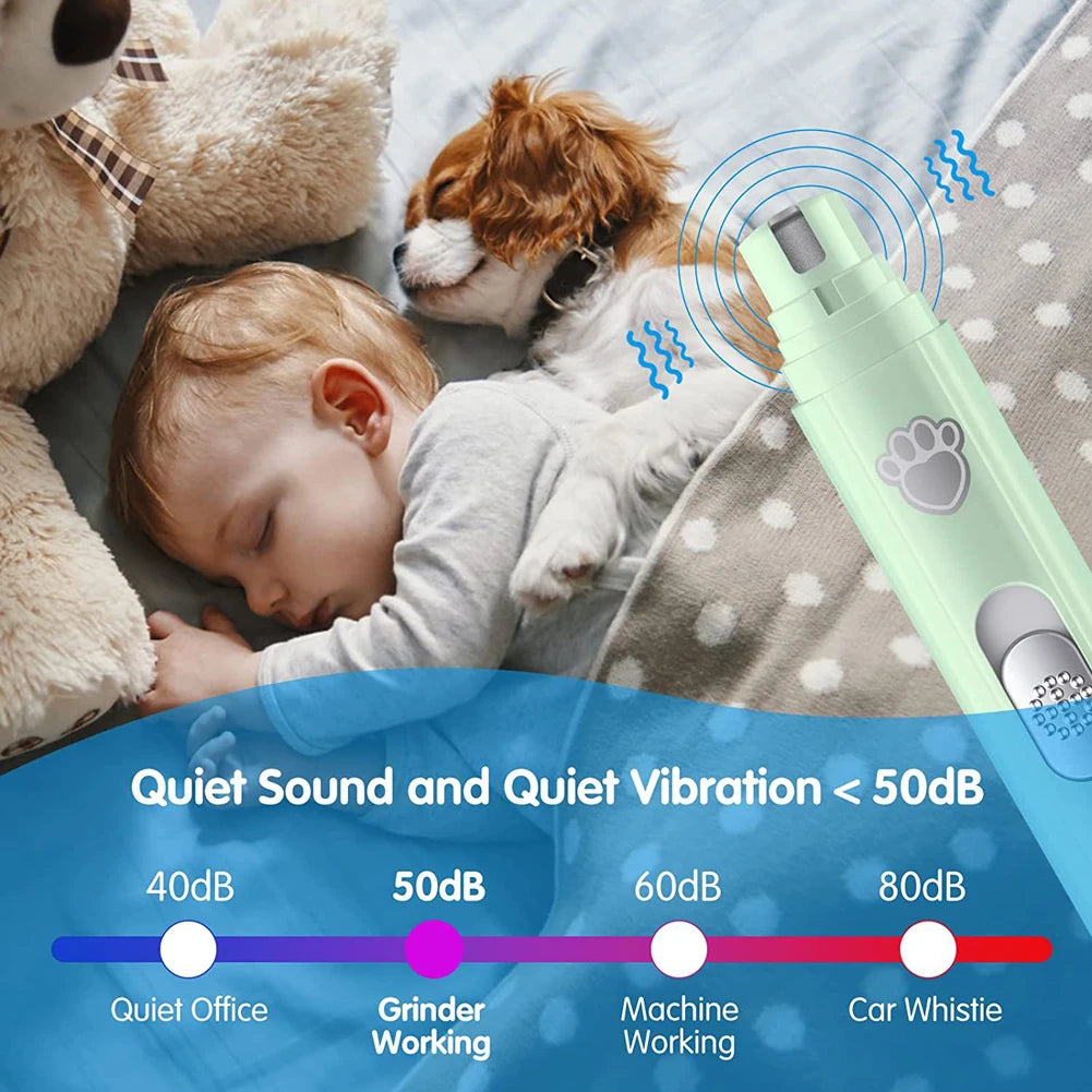 Electric Dog Nail Grinder USB Rechargeable LED Light Pet Nail Trimmer.