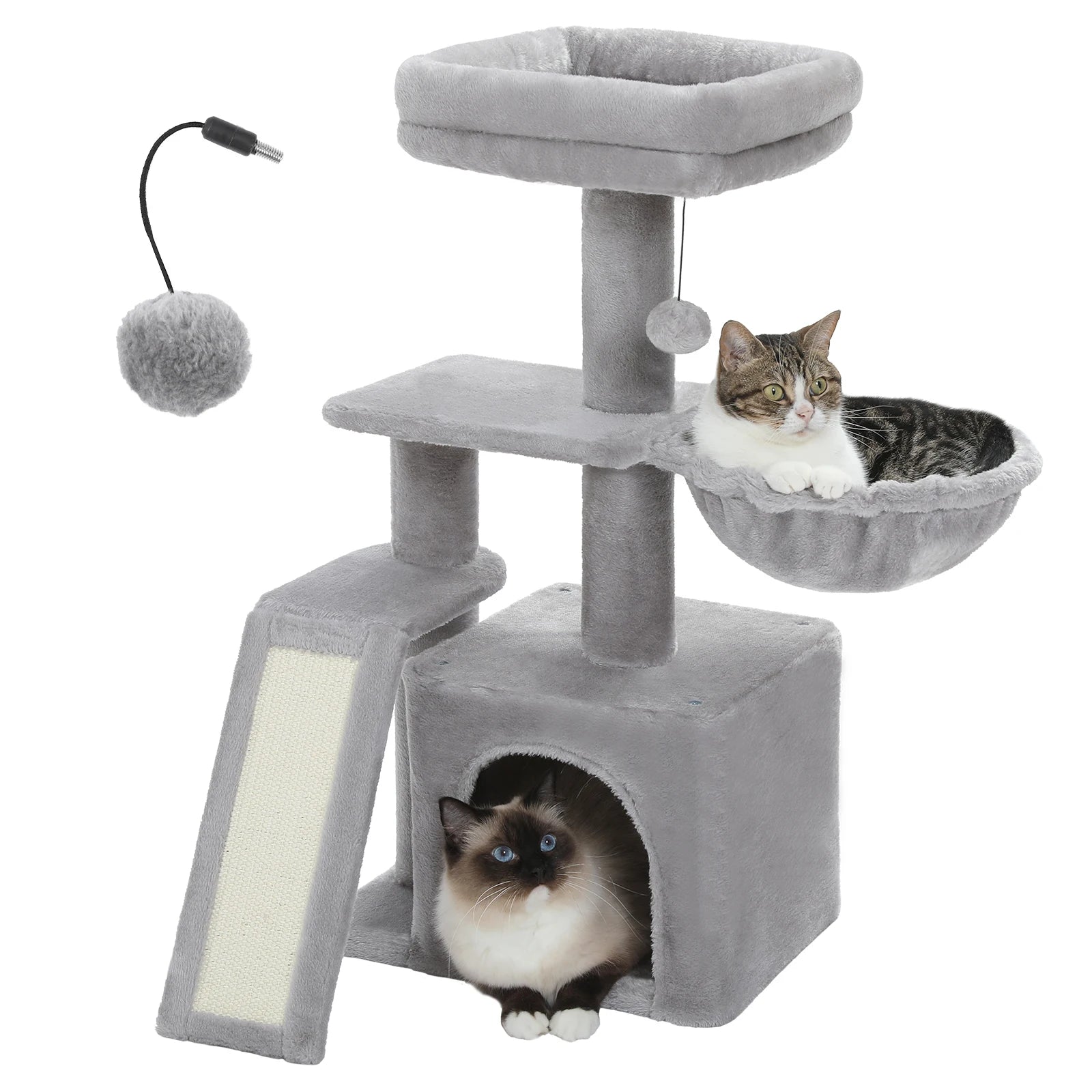 Small Cat Tree Cat Tower with Natural Sisal Scratching Post, Spacious Top Perch.