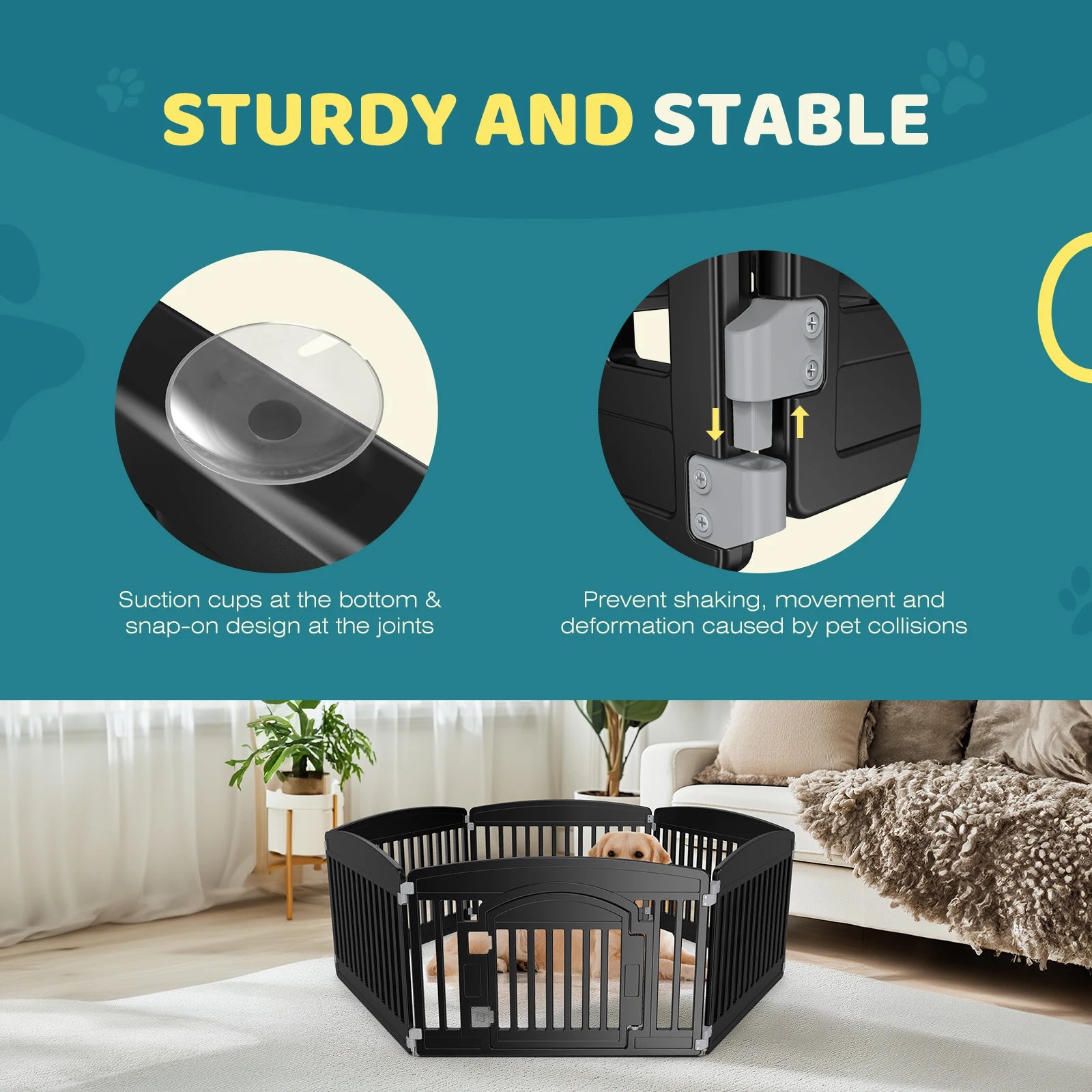 Plastic Dog Playpen 6 Panel 24IN Expandable Durable Pet Fence for Medium Dogs.