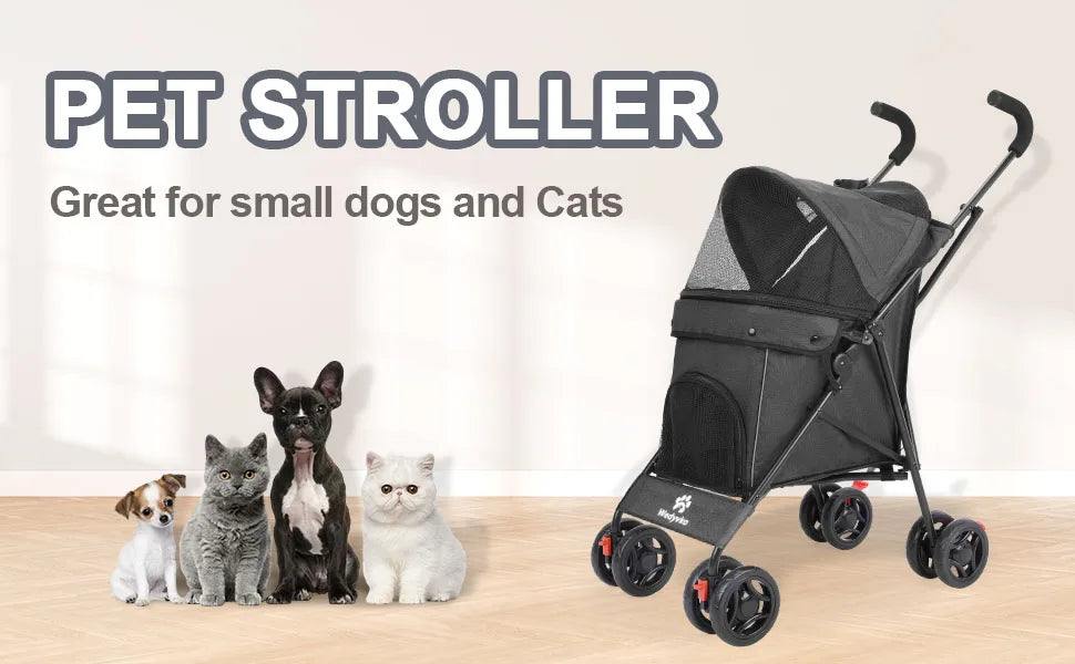 Pet Dog and Puppy Stroller Rotate with Brakes Storage for Dogs Cats