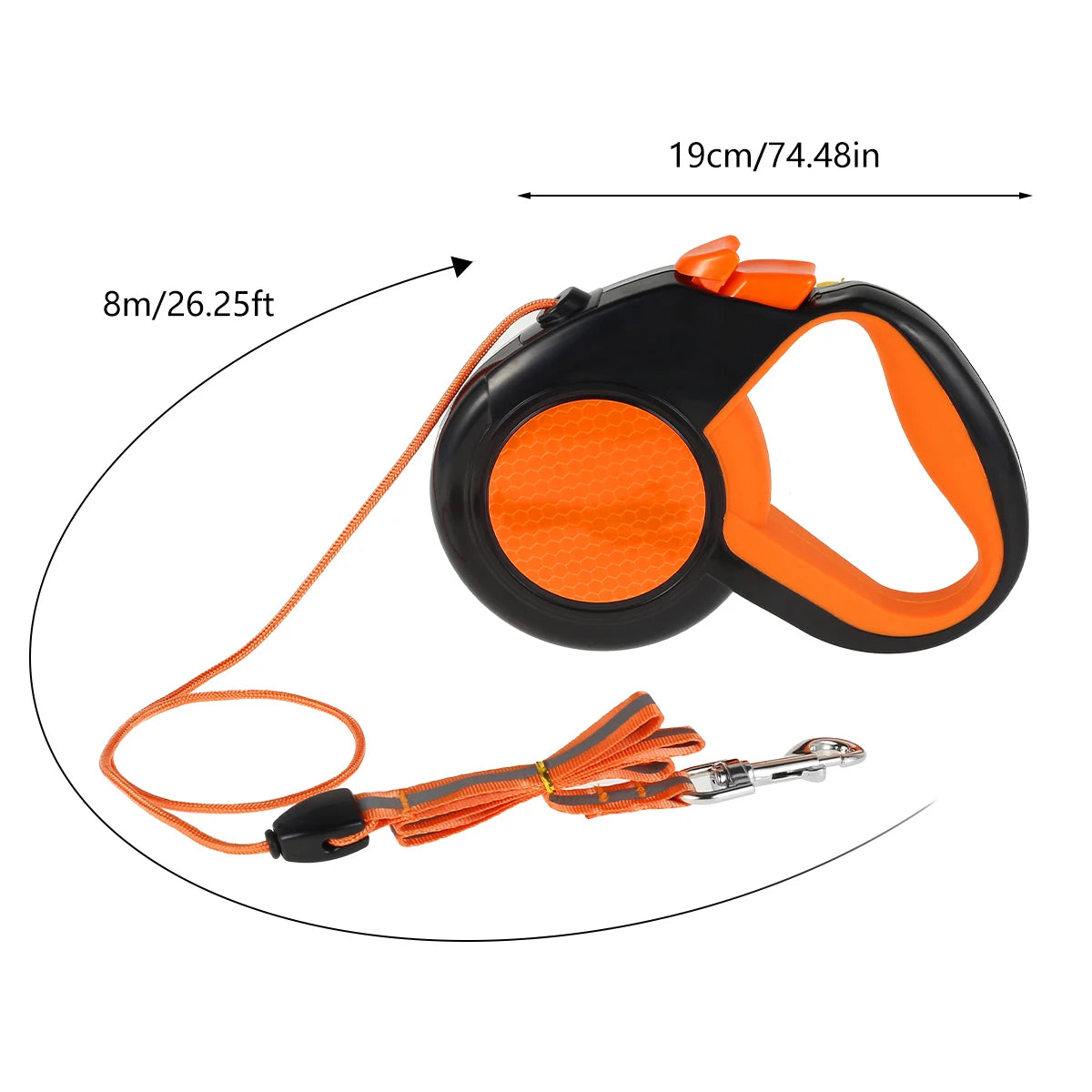 8M Retractable Dog Lead Heavy Duty Pet Walking Leash with Strong Reflective Tape