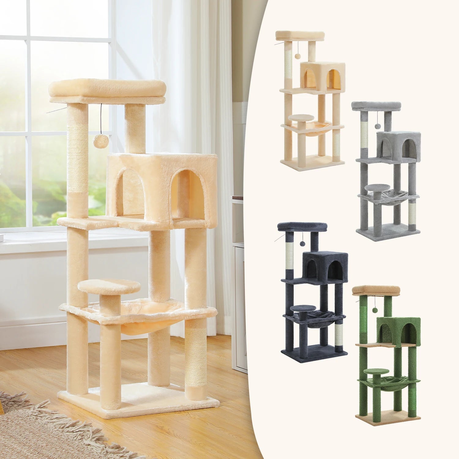 5-Level Cat Tree 113cm Cat Tower with Top Perch.
