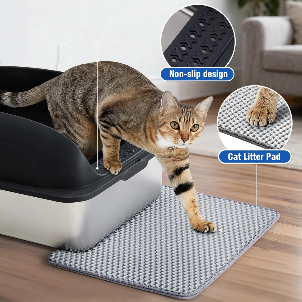 JHK Stainless 24IN Steel Cat Litter Box with Lid Large Cat Litter Box.