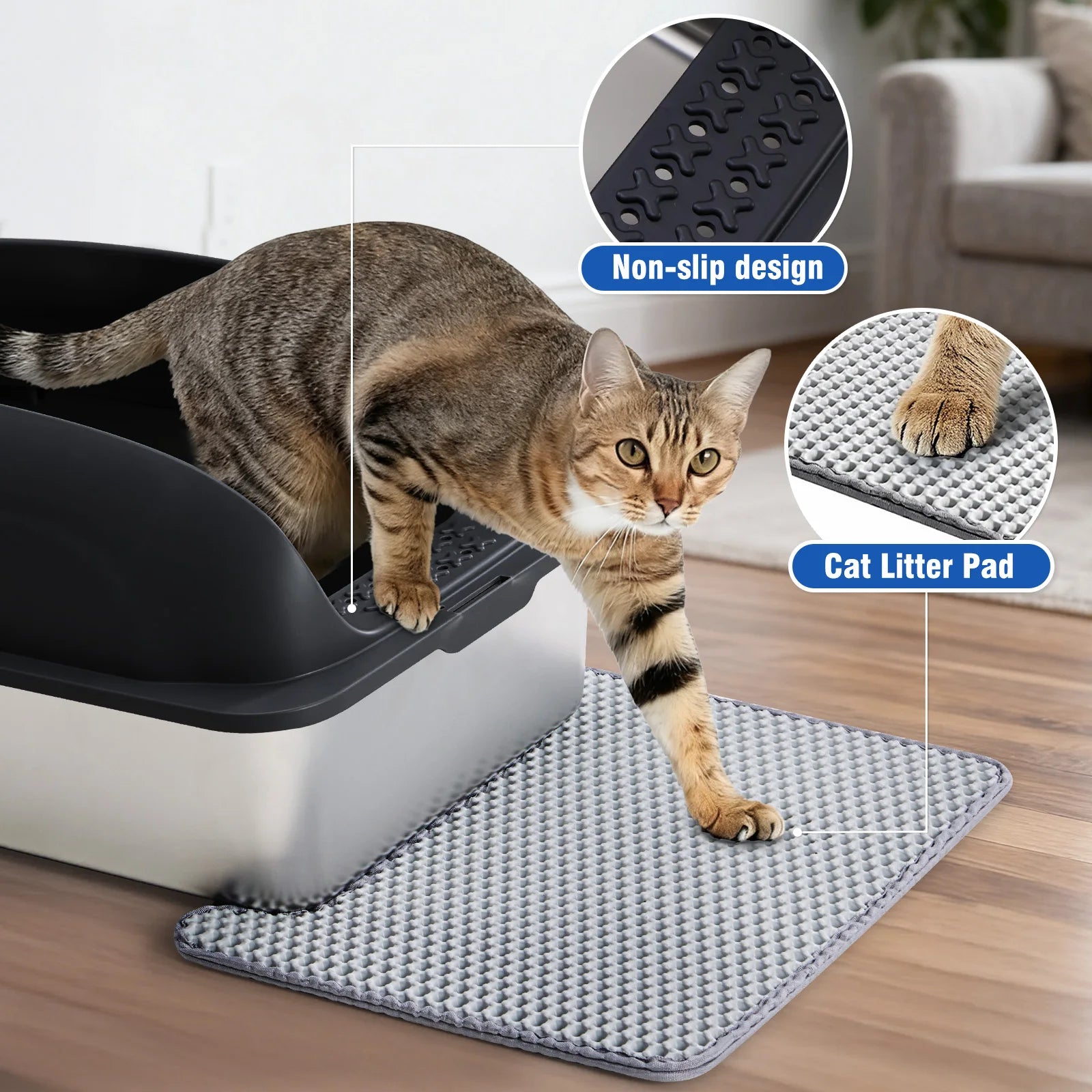 JHK Stainless 24IN Steel Cat Litter Box with Lid Large Cat Litter Box.