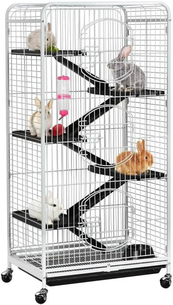 52-inch Ferret Cage 6 Level Metal Rat Cage with 3 Front Doors/Feeder/Wheels Small Animal Cage for Ferret/Chinchilla