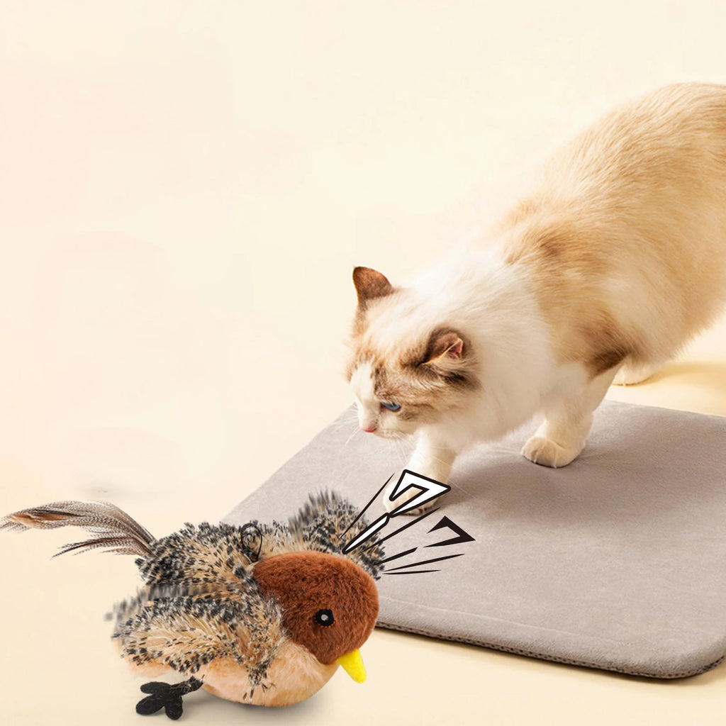 Remote Control Simulated Chirping Bird Toy Plush Chirping Cat Toy