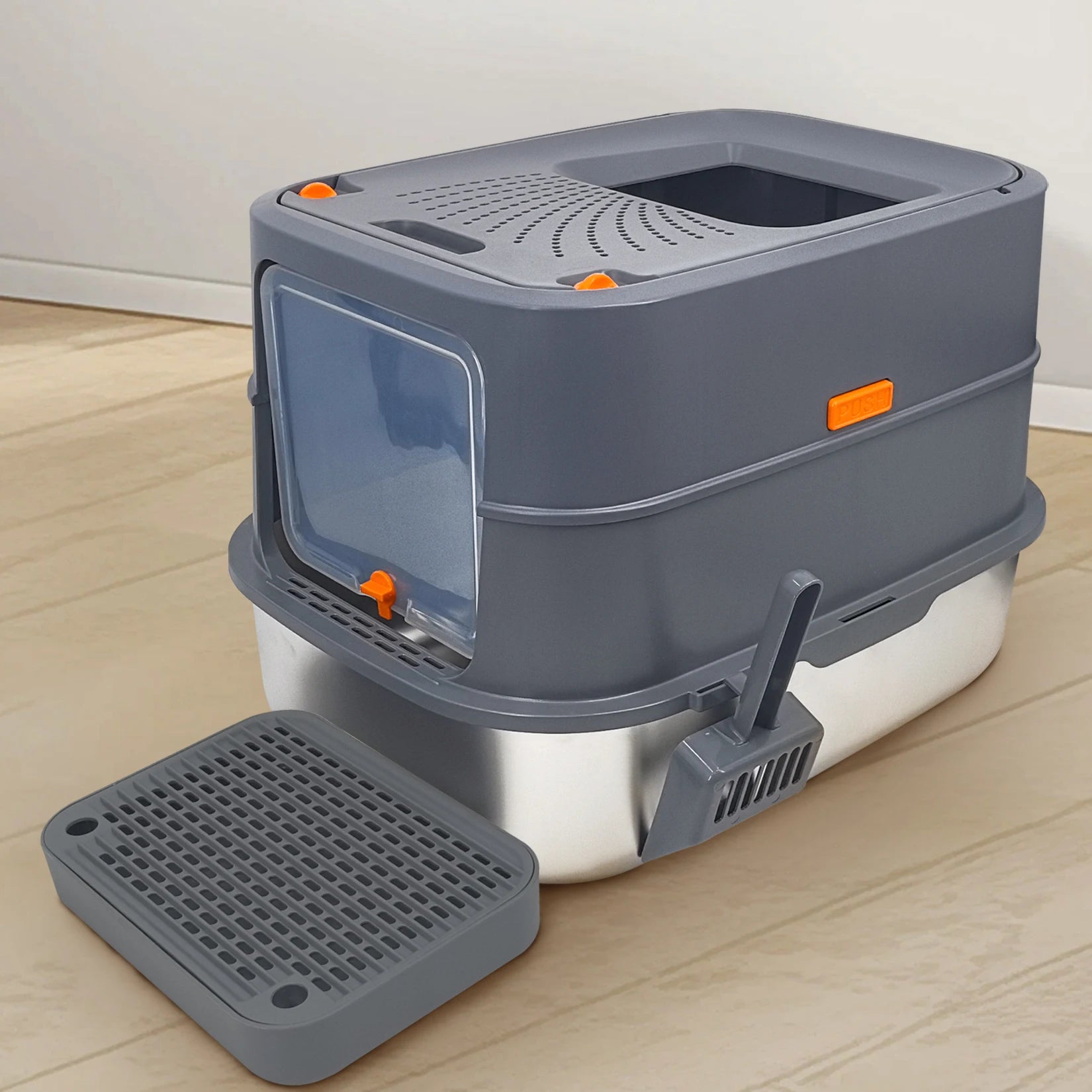 4-Style Cat Litter Box with Lid Large Kitty Litter Box.