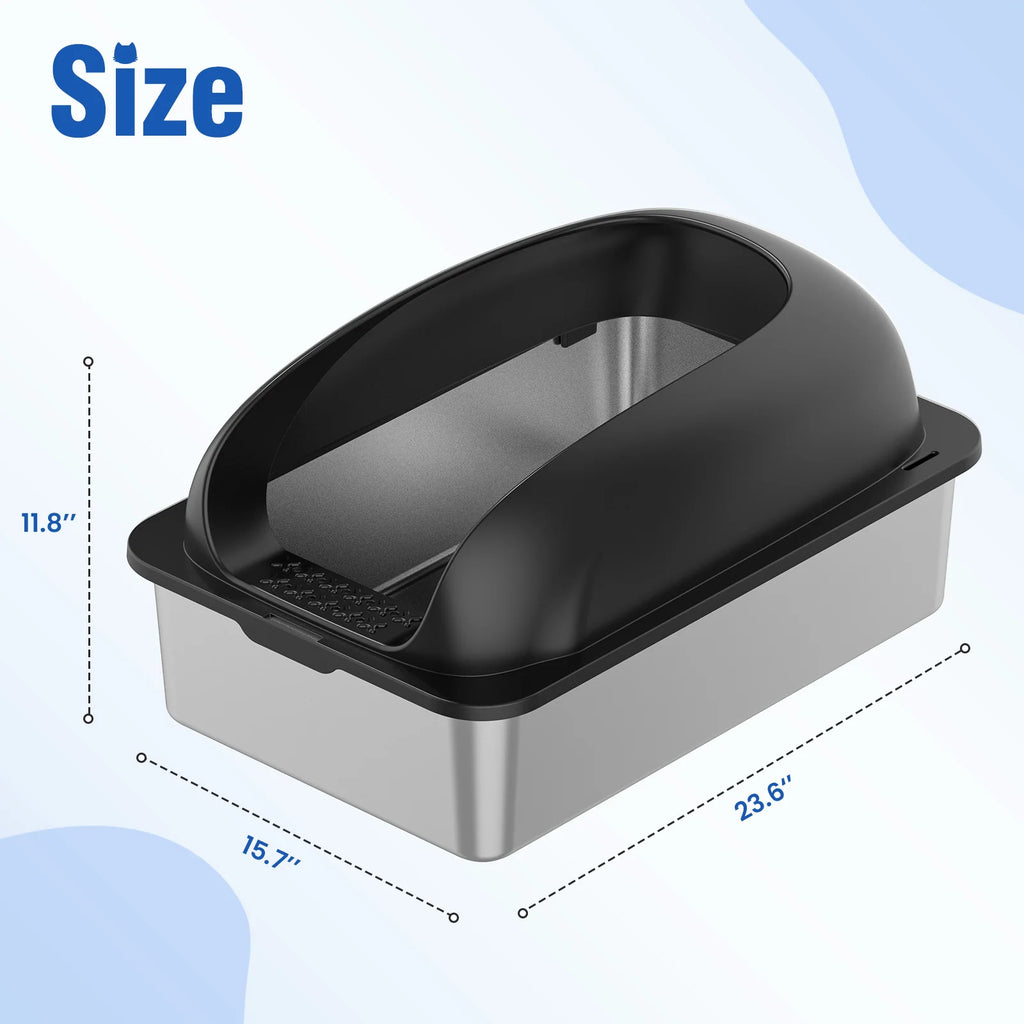 JHK Stainless 24IN Steel Cat Litter Box with Lid Large Cat Litter Box.