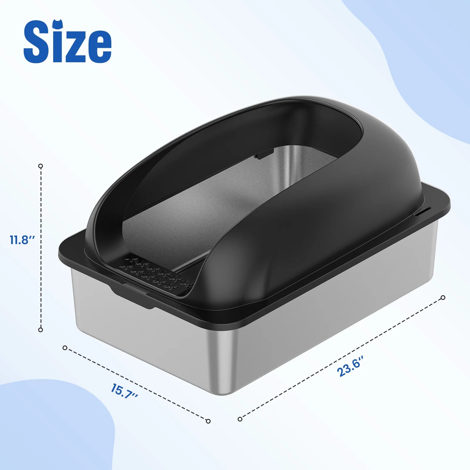JHK Stainless 24IN Steel Cat Litter Box with Lid Large Cat Litter Box.