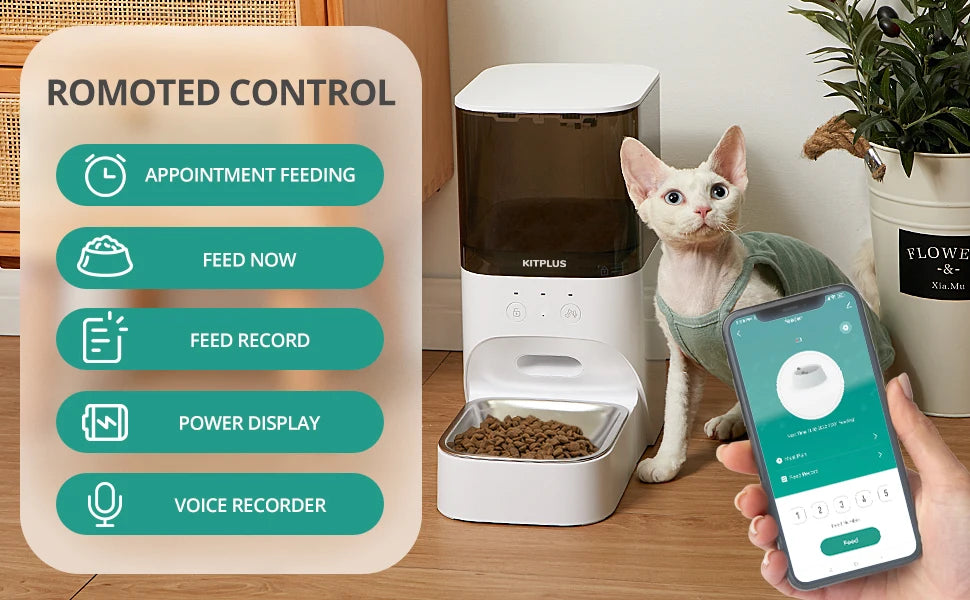 Automatic Cat Feeder, Timed Cat Feeder with APP Control.