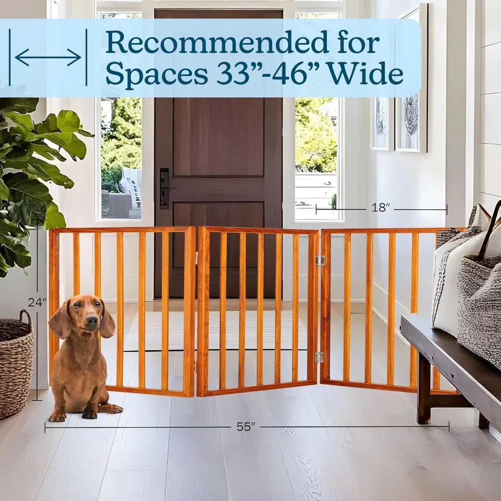 3-Panel Foldable Indoor Pet Gate for Stairs and Doorways.
