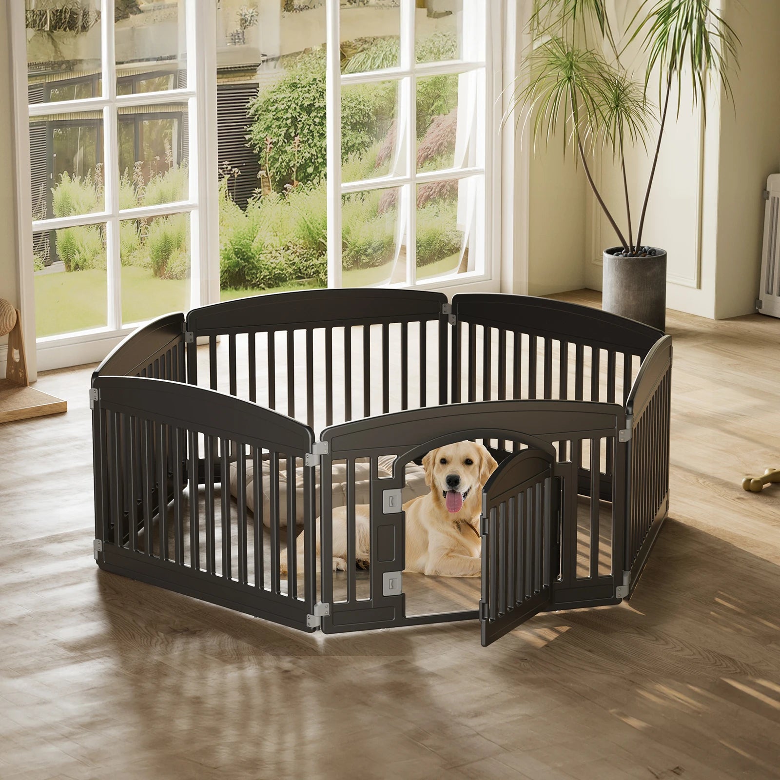 Plastic Dog Playpen 6 Panel 24IN Expandable Durable Pet Fence for Medium Dogs.