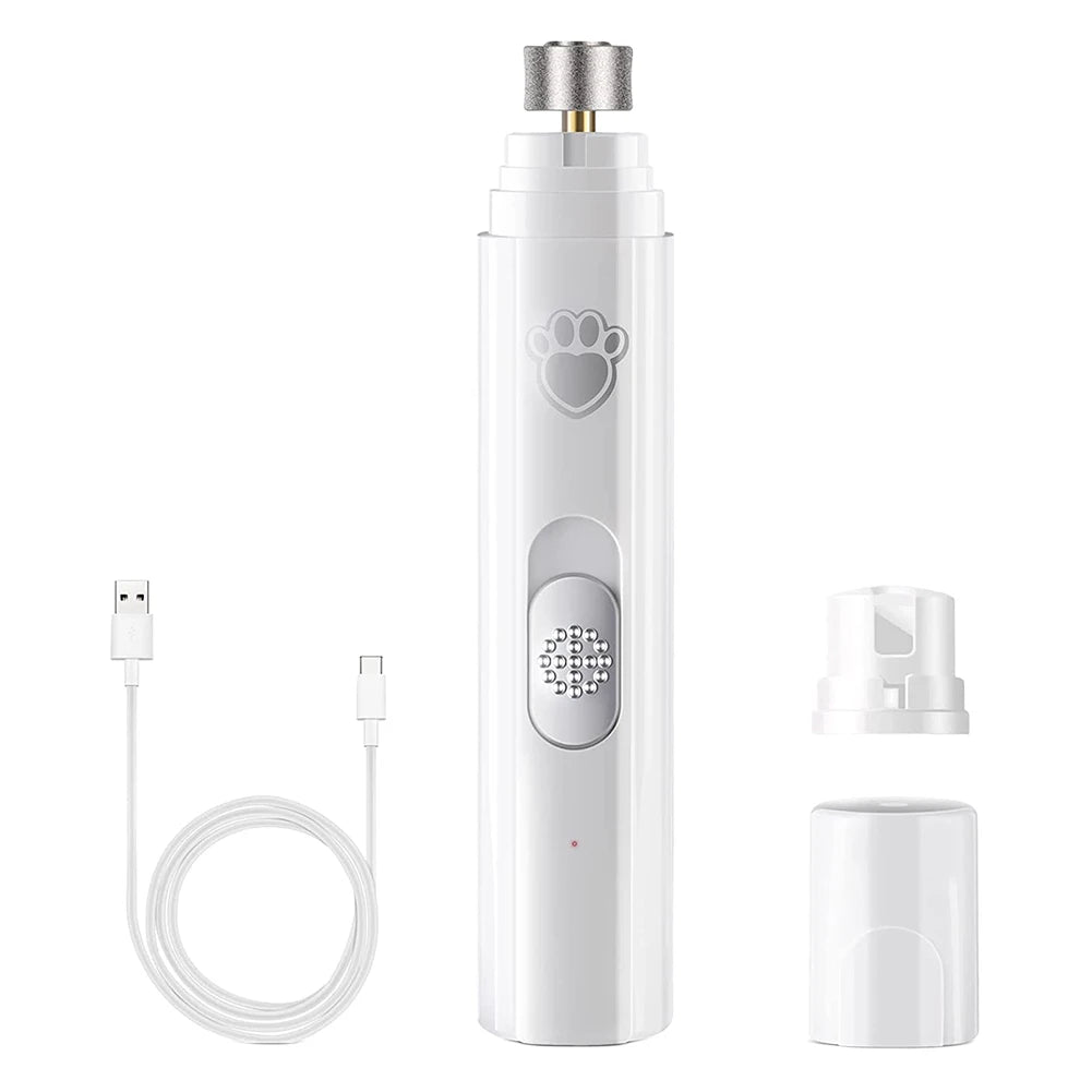 Electric Dog Nail Grinder USB Rechargeable LED Light Pet Nail Trimmer.