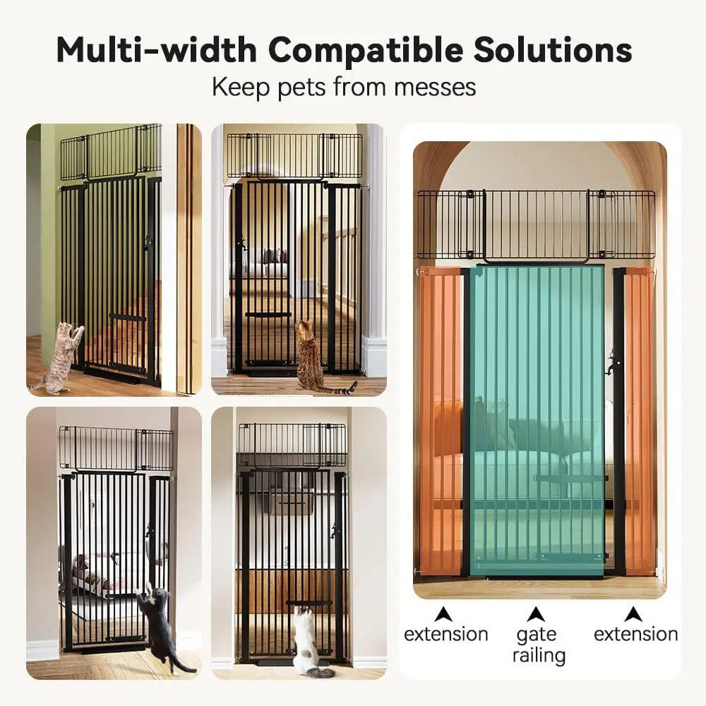71" Tall Adjustable Cat Gate with Pet Door.