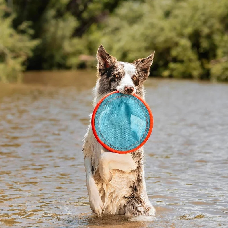 Flying Disc Dog Toy Water Floating Flyer Durable Nylon Construction with Soft Rubber Edges For Medium and Large Dogs