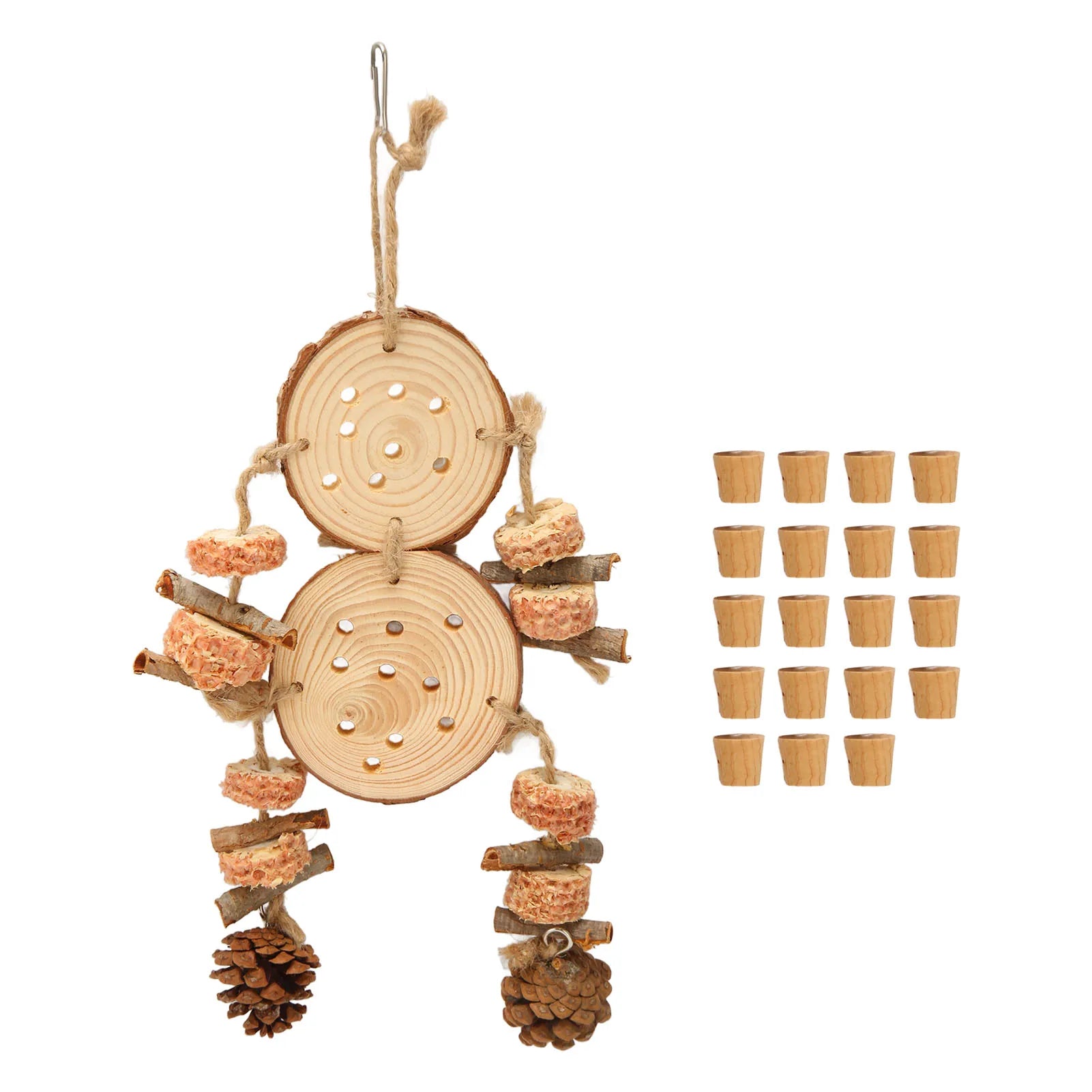 Bird Chewing Toys Puzzle Wooden Corks Logs Pine Cones Corn Cobs.