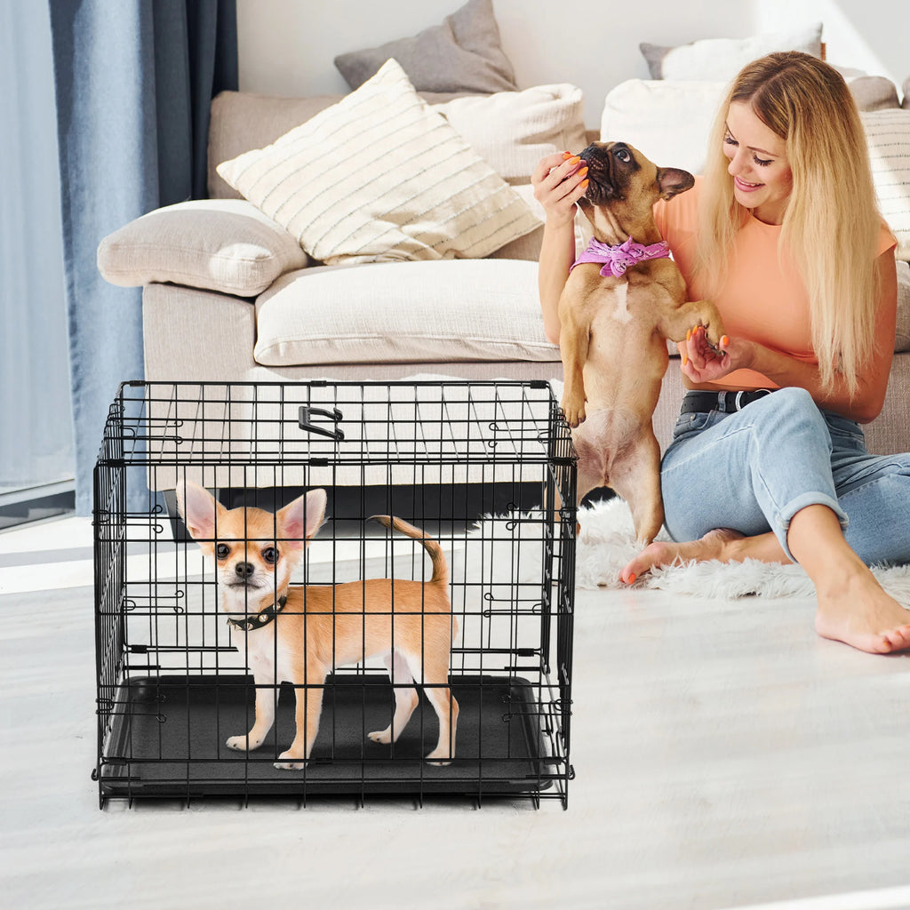 Single Door 30 Inch Folding Metal Wire Dog Cage.