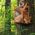 Carbonized Wood Squirrel Feeder for Outside Winter Durable Chipmunk House Box.