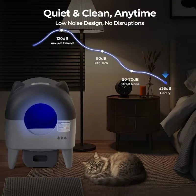 Automatic Cat Litter Box Extra Large Self Cleaning Litter Box with APP Control.