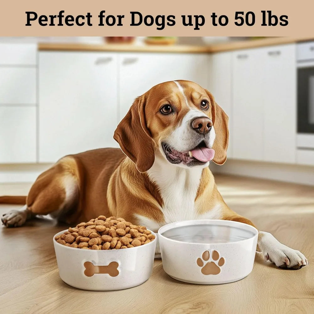 Ceramic Dog Bowl Set of 2 with Anti-Skid Base.